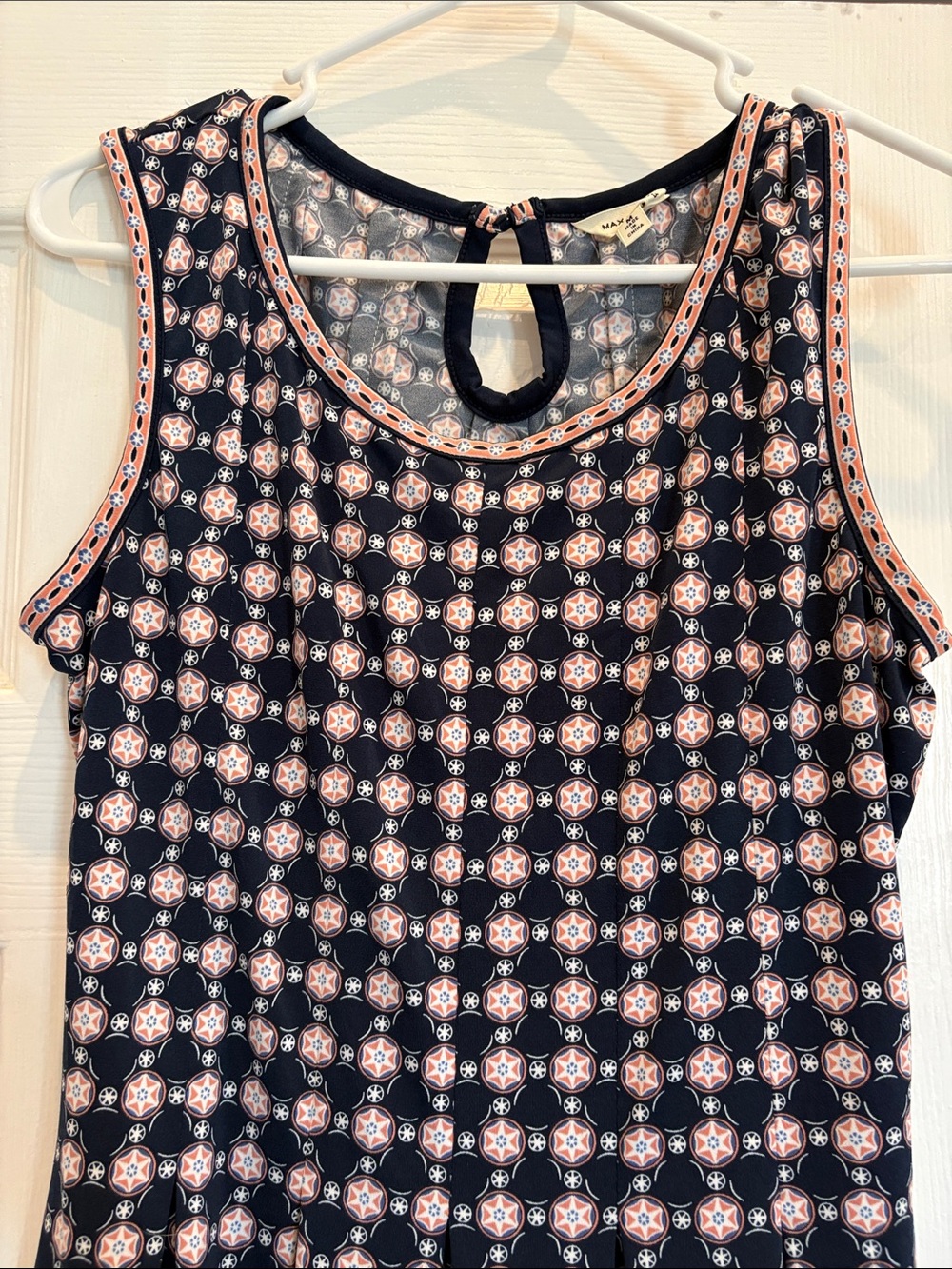 Max Studio Navy Dress with Pink Medallion Print - Picture 2 of 4
